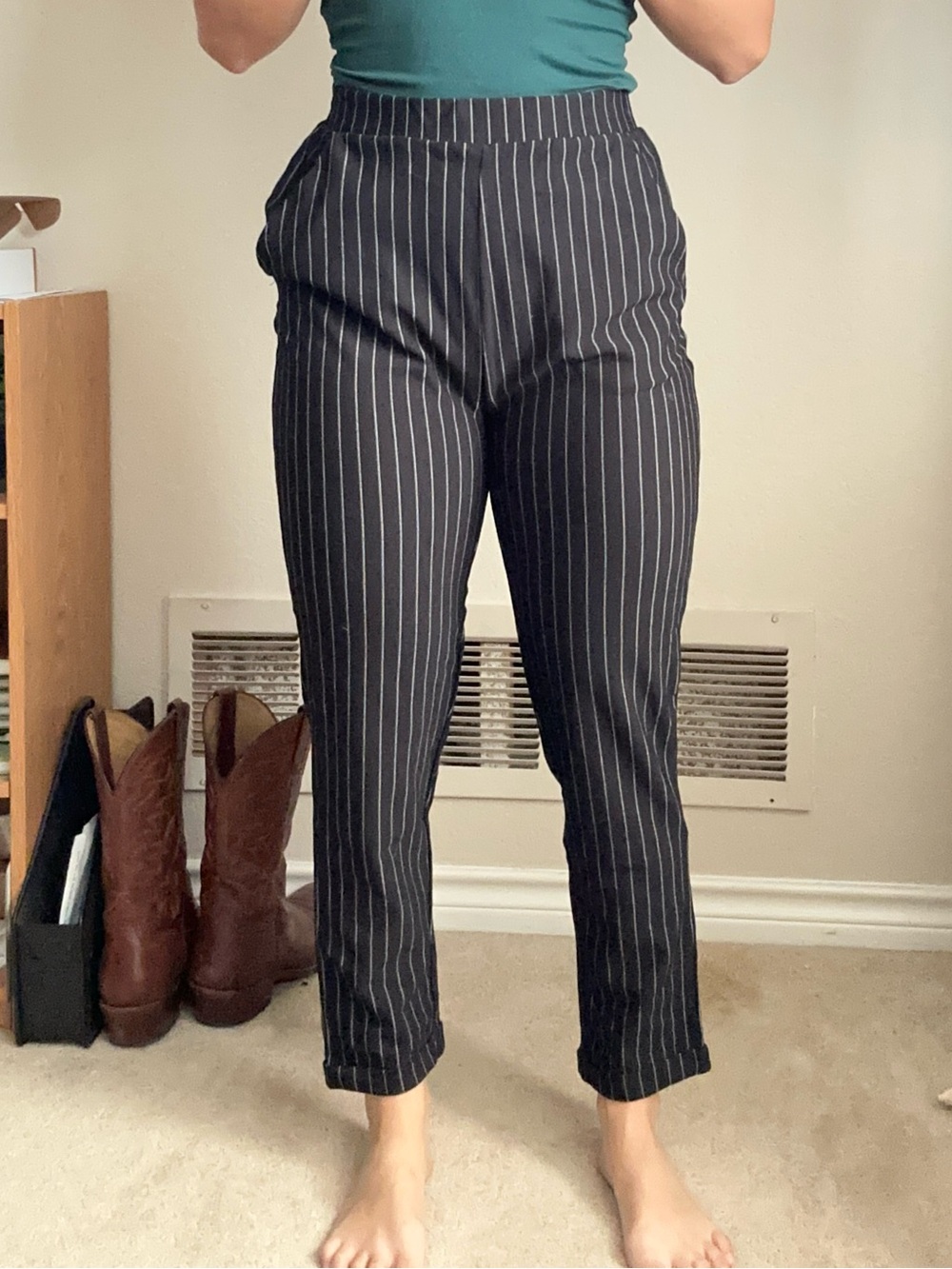 Forever 21 Black Pinstripe Work Pants